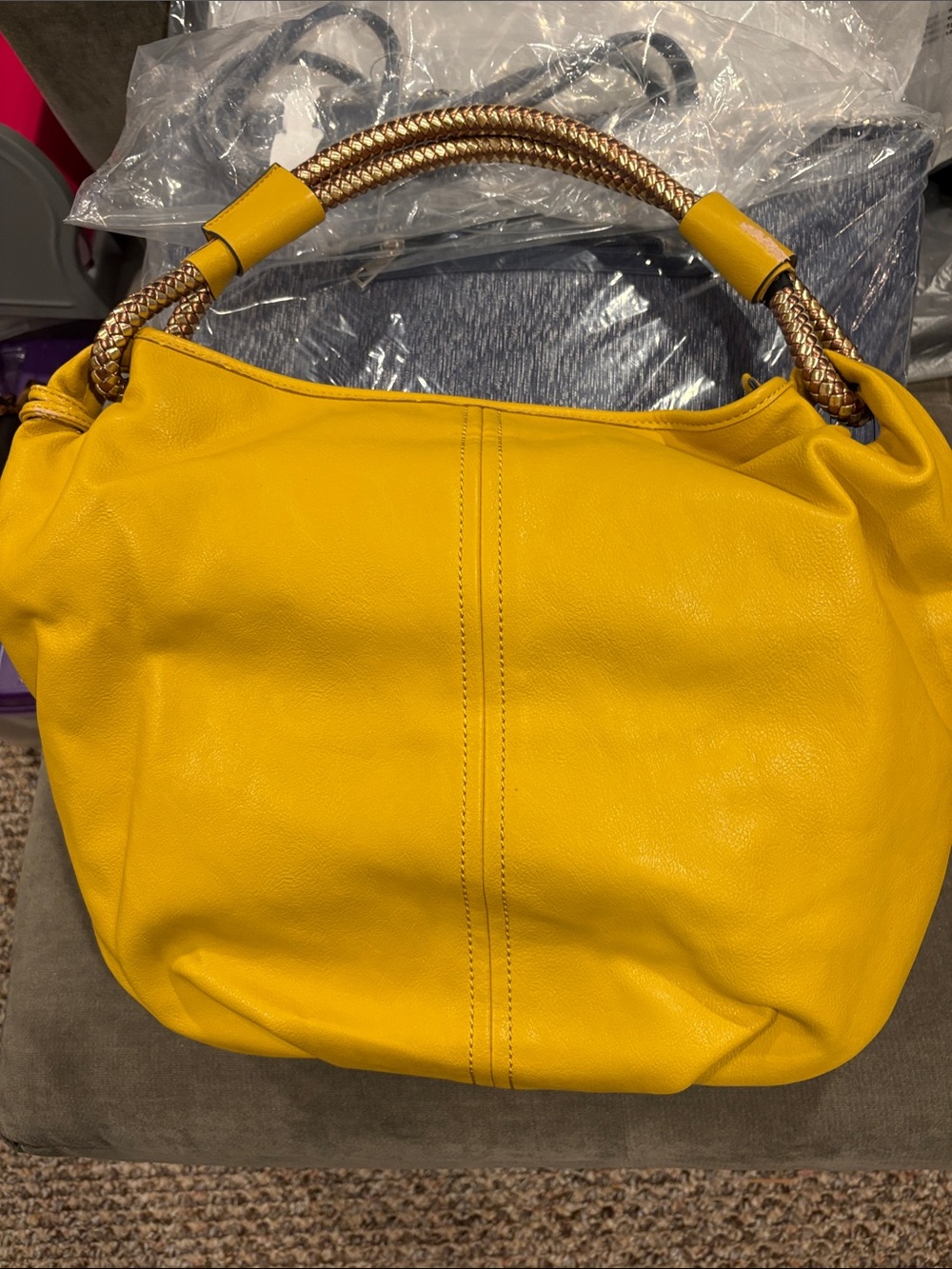 Gorgeous Sondra Robert Maize Woven Strap Bag,NWT - Picture 6 of 12